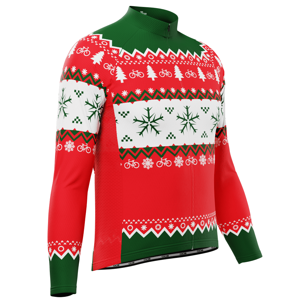 Men's Ugly Christmas Sweater Long Sleeve Cycling Jersey