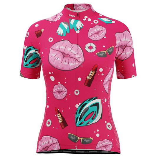 Women's Lipstick and Gears Short Sleeve Cycling Jersey