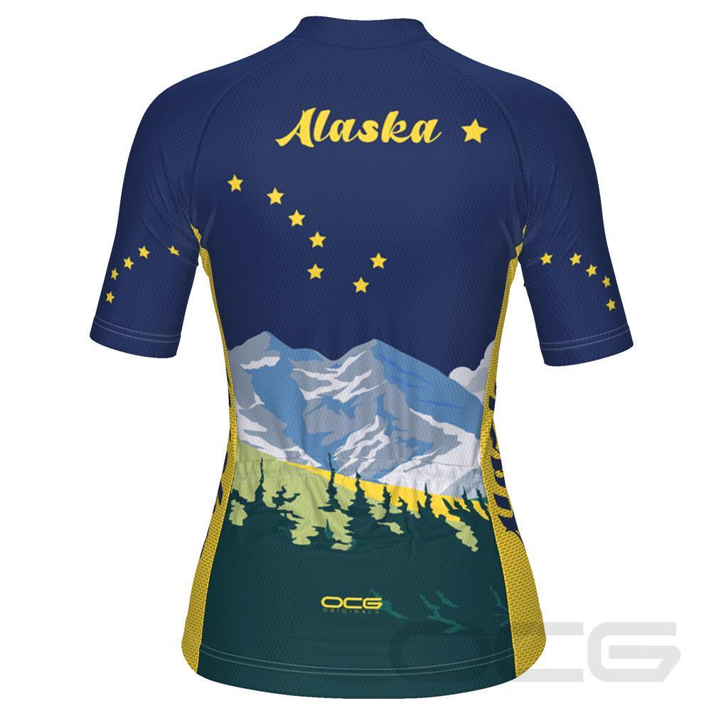 Women's Alaska US State Icon Short Sleeve Cycling Jersey