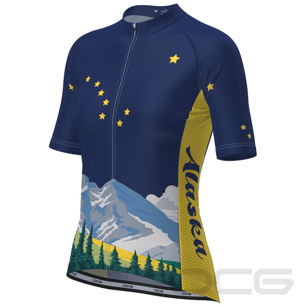 Women's Alaska US State Icon Short Sleeve Cycling Jersey