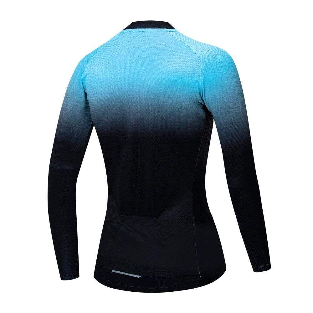 Women's Blue Gradient Long Sleeve Cycling Jersey