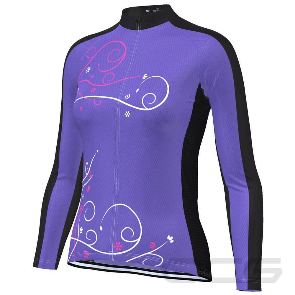 Women's Floral Swirl Long Sleeve Cycling Jersey