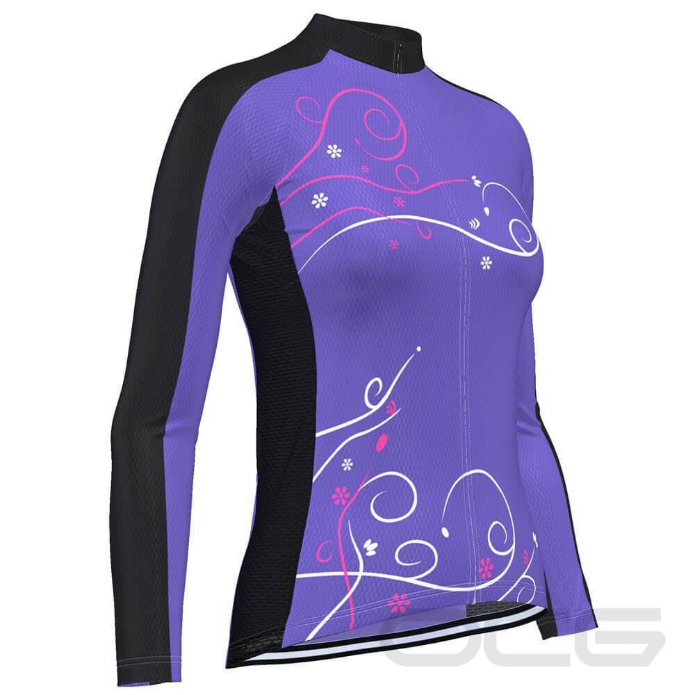 Women's Floral Swirl Long Sleeve Cycling Jersey