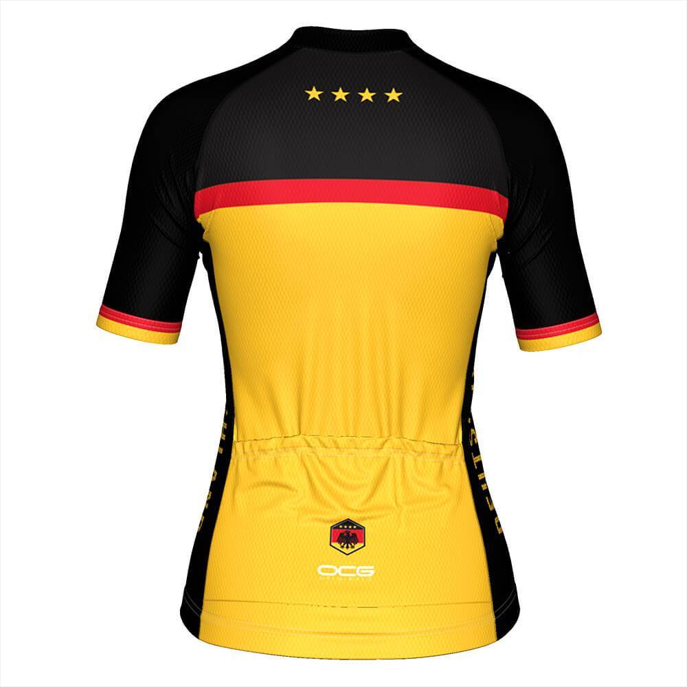 Women's Germany Deutschland National Flag Short Sleeve Cycling Jersey