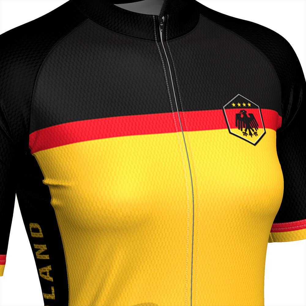 Women's Germany Deutschland National Flag Short Sleeve Cycling Jersey
