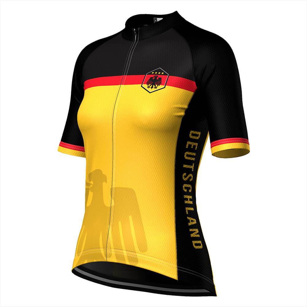 Women's Germany Deutschland National Flag Short Sleeve Cycling Jersey