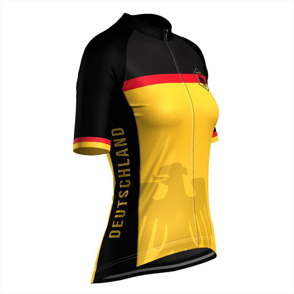 Women's Germany Deutschland National Flag Short Sleeve Cycling Jersey