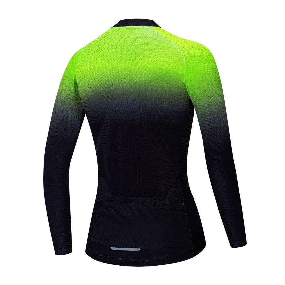 Women's Green Gradient Long Sleeve Cycling Jersey