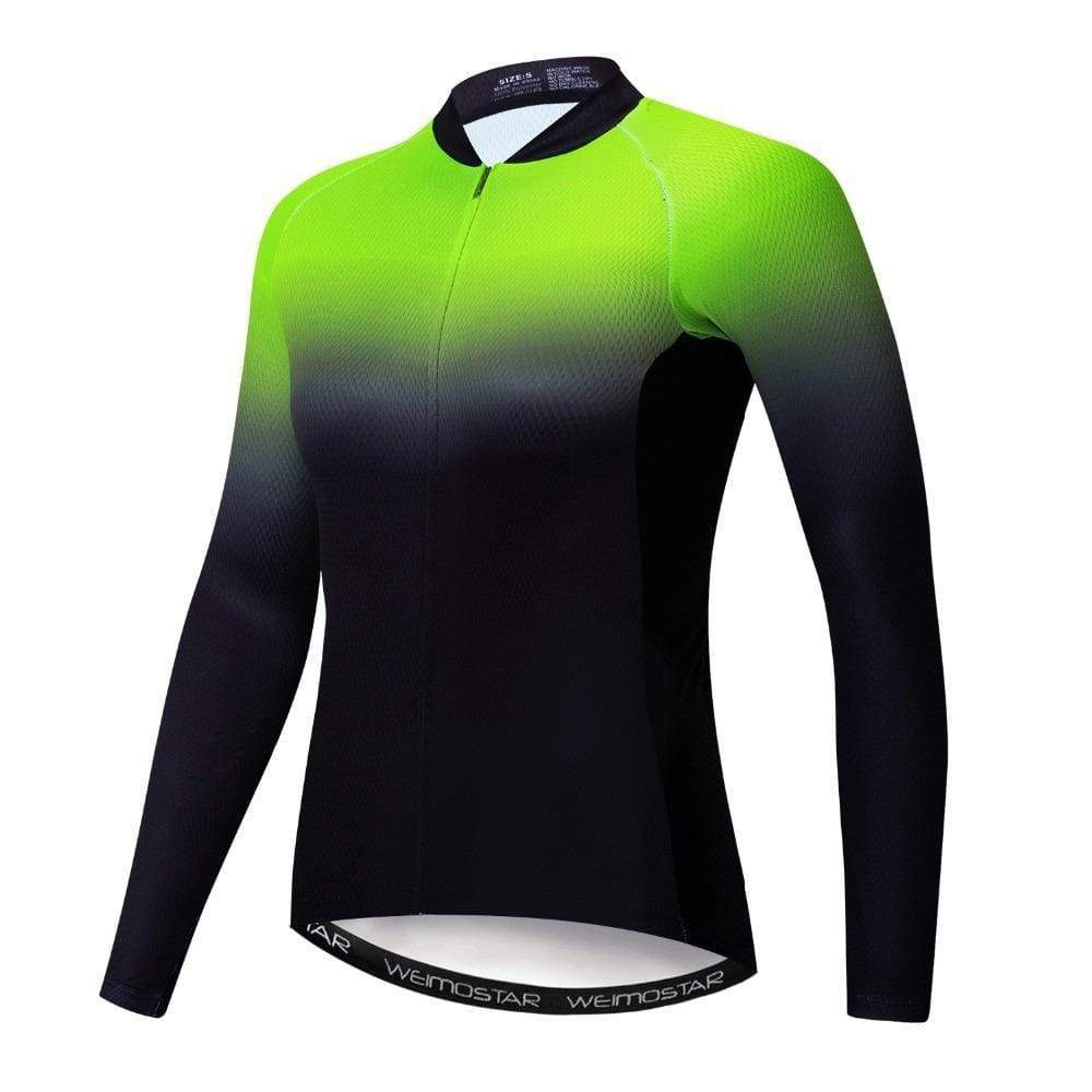 Women's Green Gradient Long Sleeve Cycling Jersey