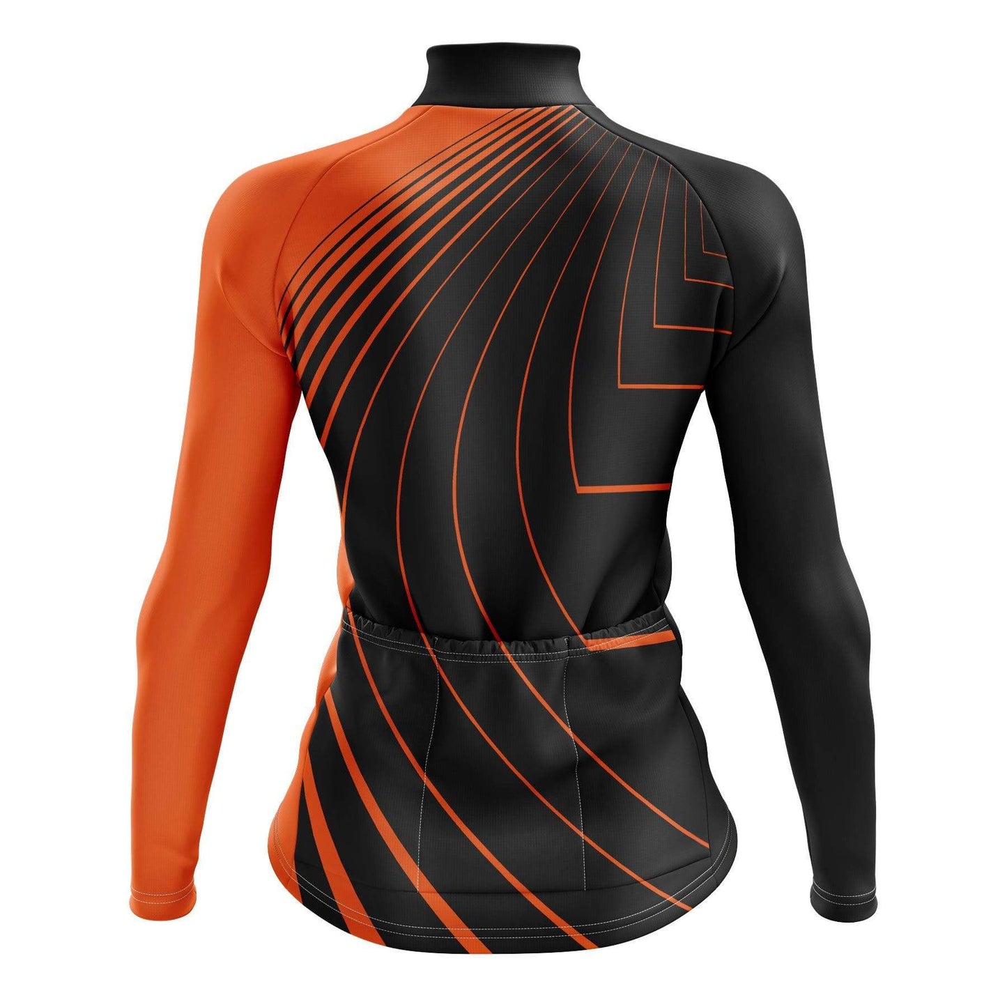 Women's Orange and Black Long Sleeve Cycling Jersey