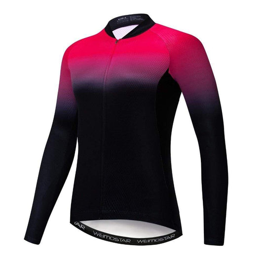Women's Pink Gradient Long Sleeve Cycling Jersey
