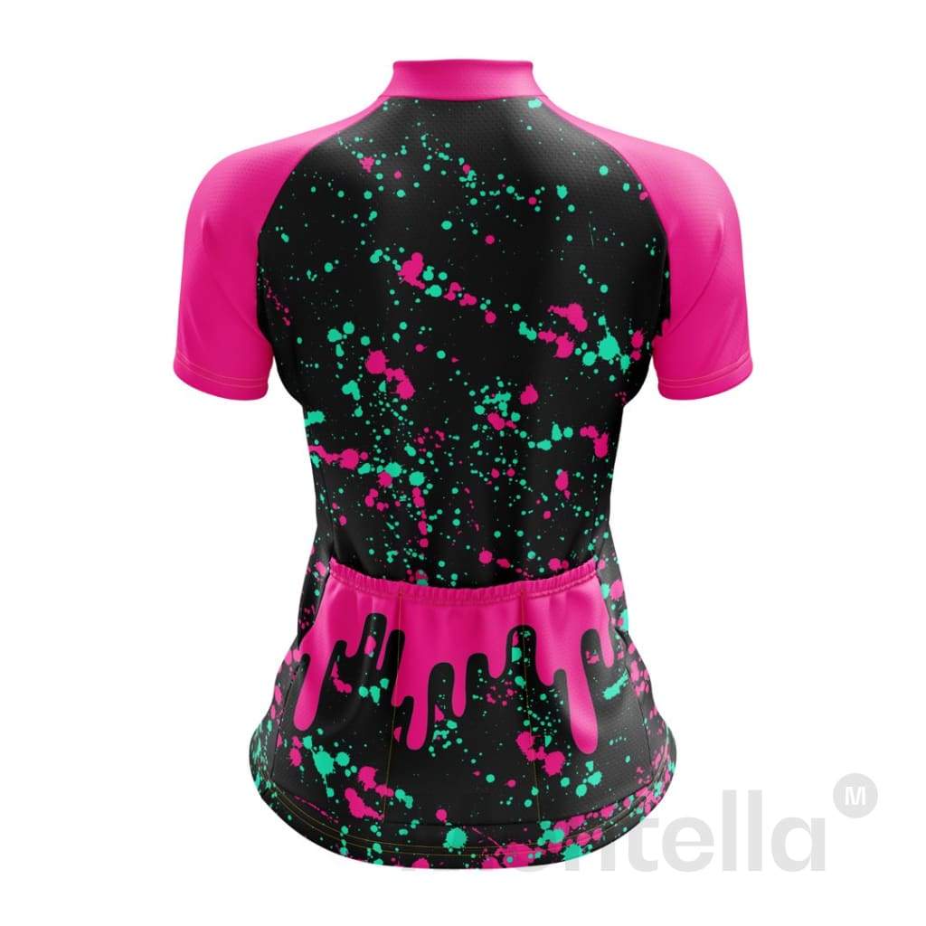 Women's Pink Splash Cute Cycling Jersey