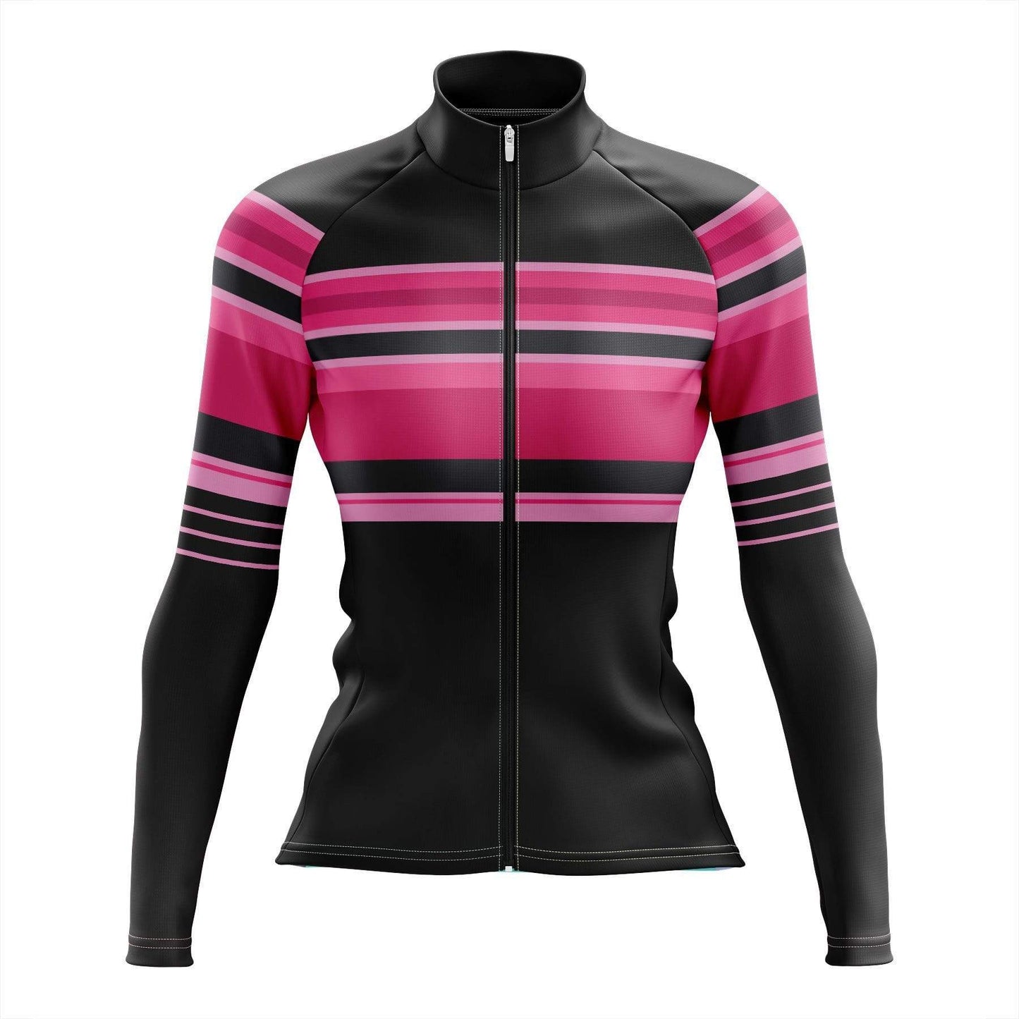 Women's Pink Striped Long Sleeve Cycling Jersey