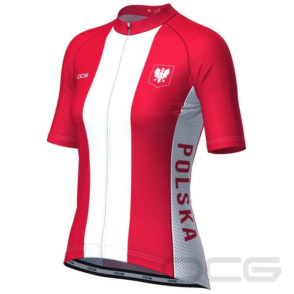 Women's Poland Polska National Flag Short Sleeve Cycling Jersey