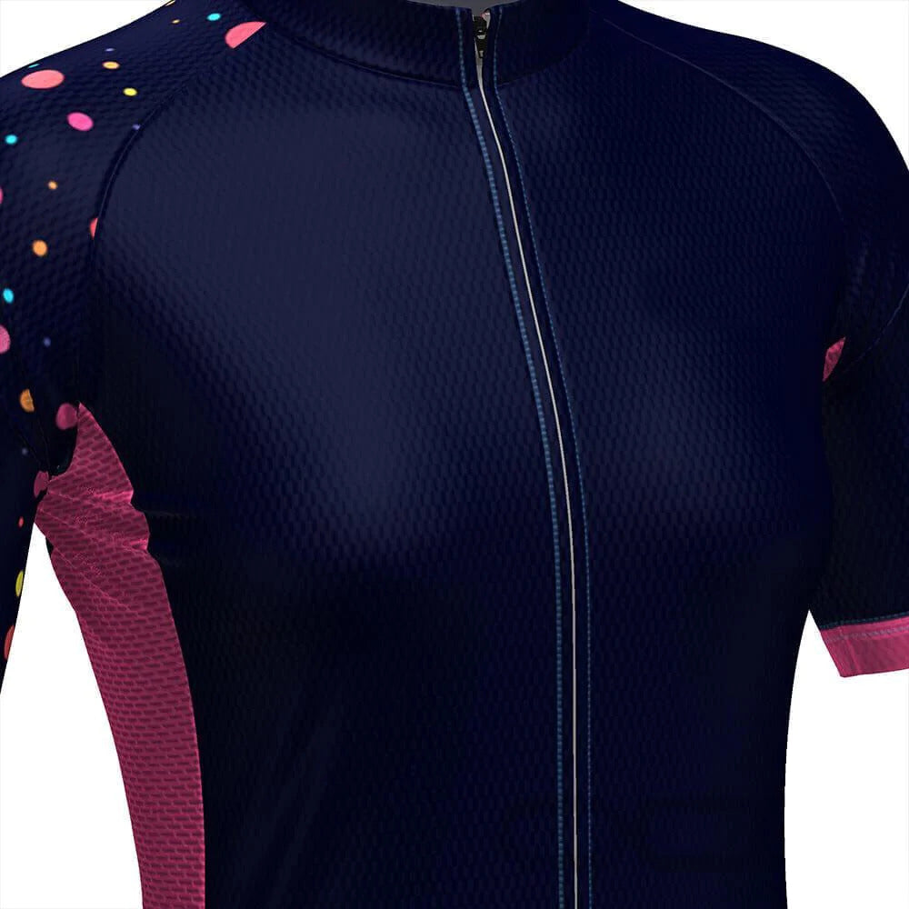 Women's Rainbow Polka Dots On Blue 2 Piece Cycling Kit