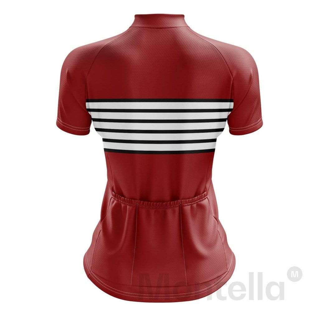 Women's Red Striped Cycling Jersey