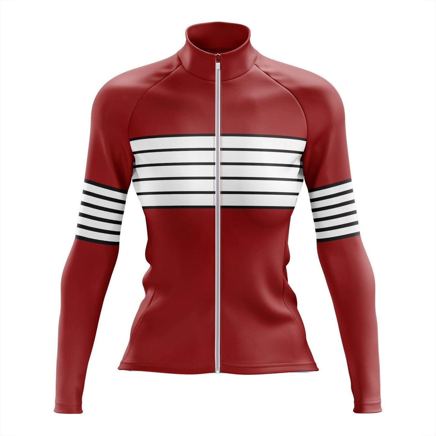Women's Red Striped Long Sleeve Cycling Jersey