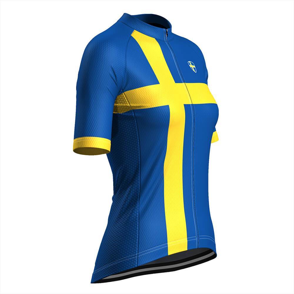 Women's Sweden National Flag Short Sleeve Cycling Jersey