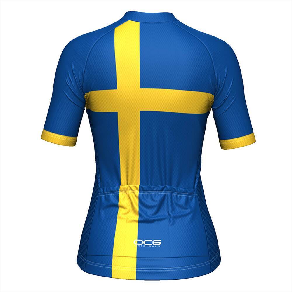 Women's Sweden National Flag Short Sleeve Cycling Jersey
