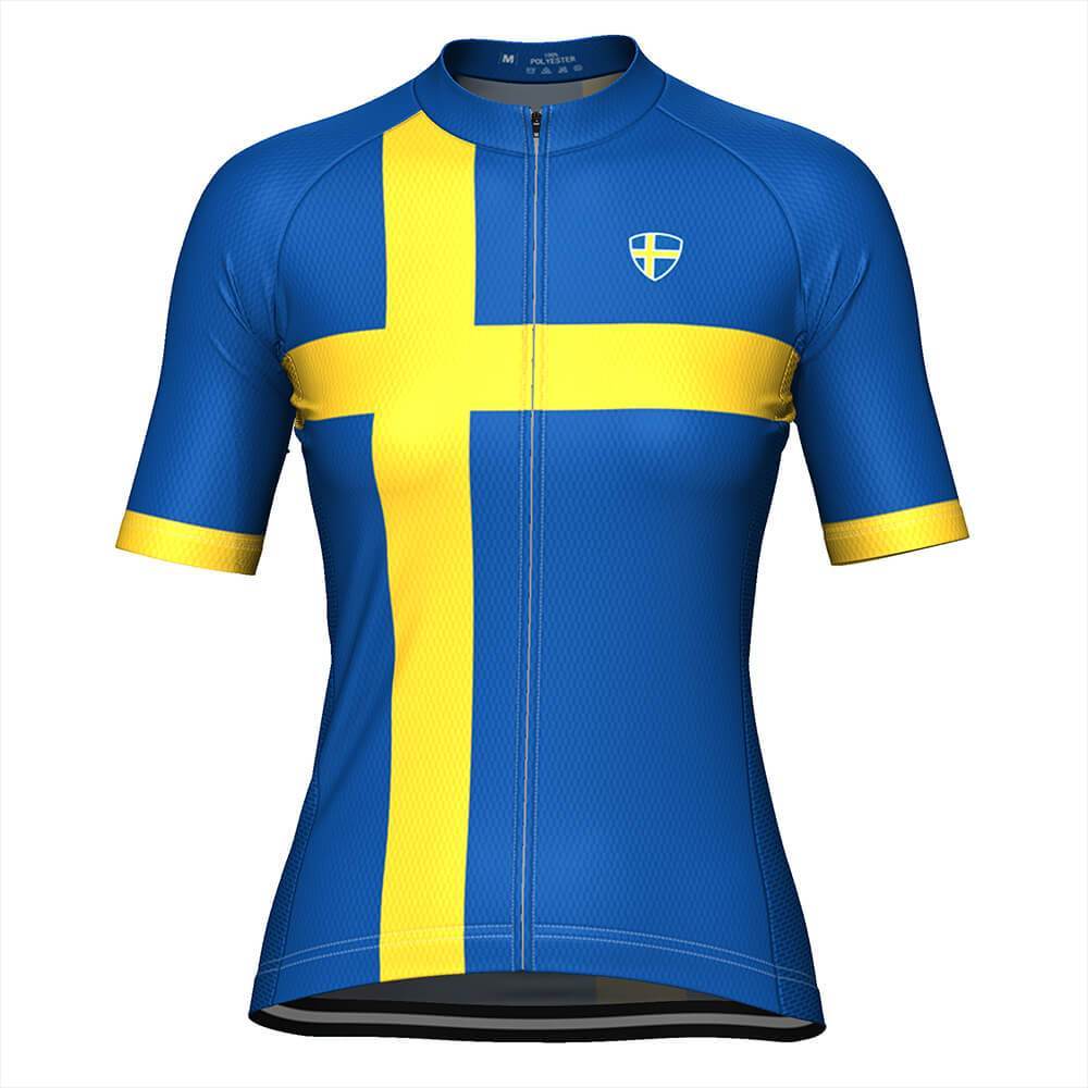 Women's Sweden National Flag Short Sleeve Cycling Jersey