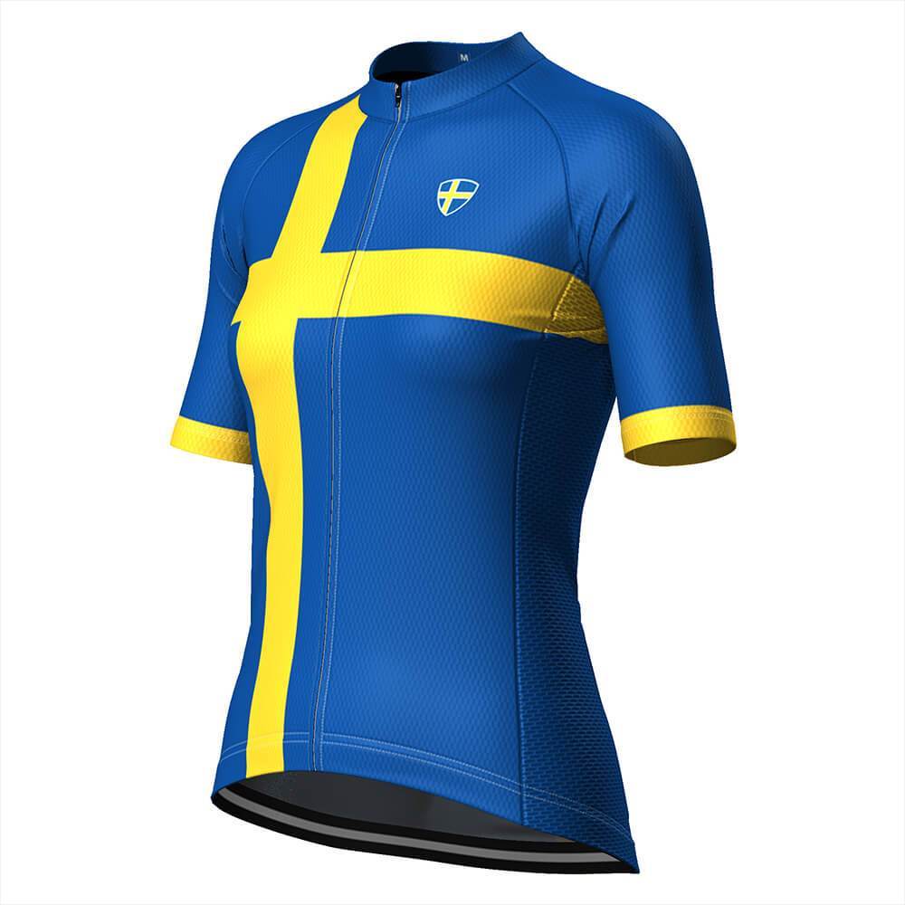 Women's Sweden National Flag Short Sleeve Cycling Jersey