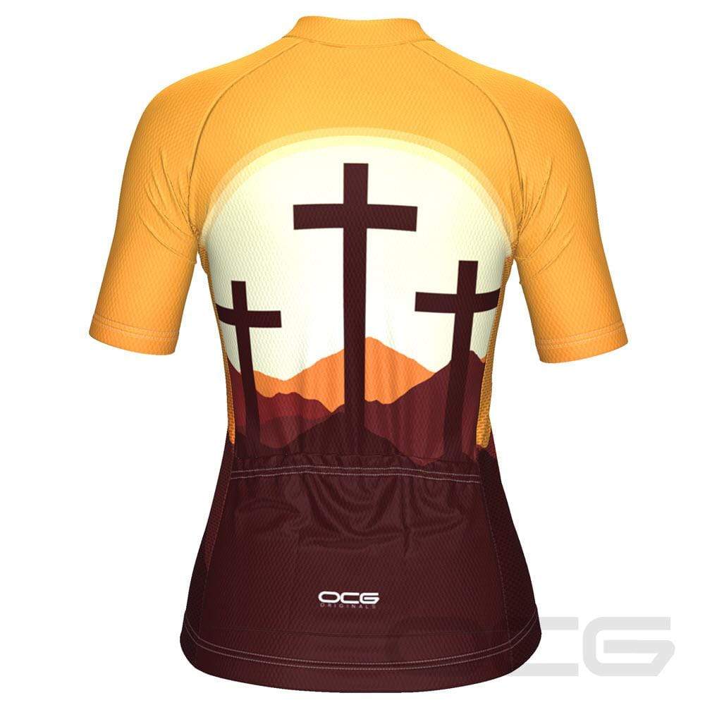 Women's Three Cross Christian Faith Short Sleeve Cycling Jersey