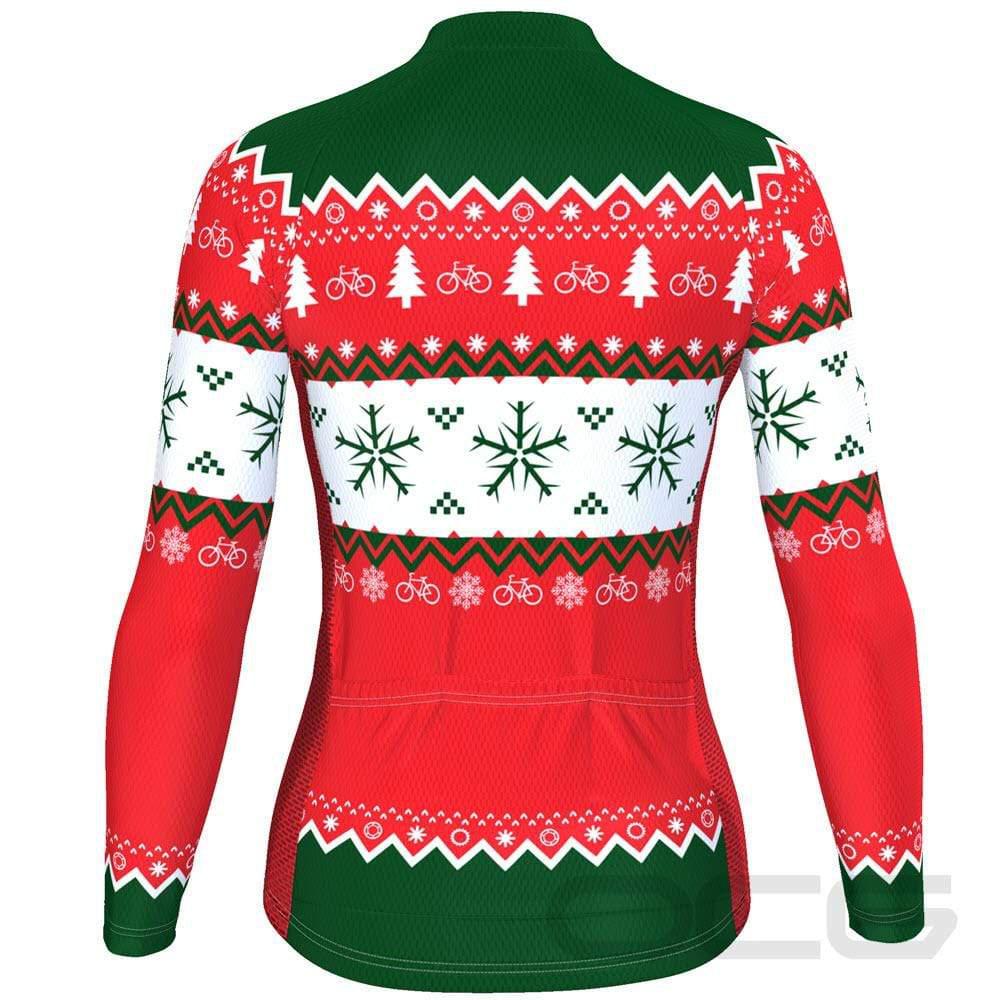 Women's Ugly Christmas Sweater Long Sleeve Cycling Jersey