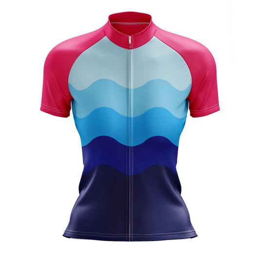 Women's Wavy Blue Cycling Jersey