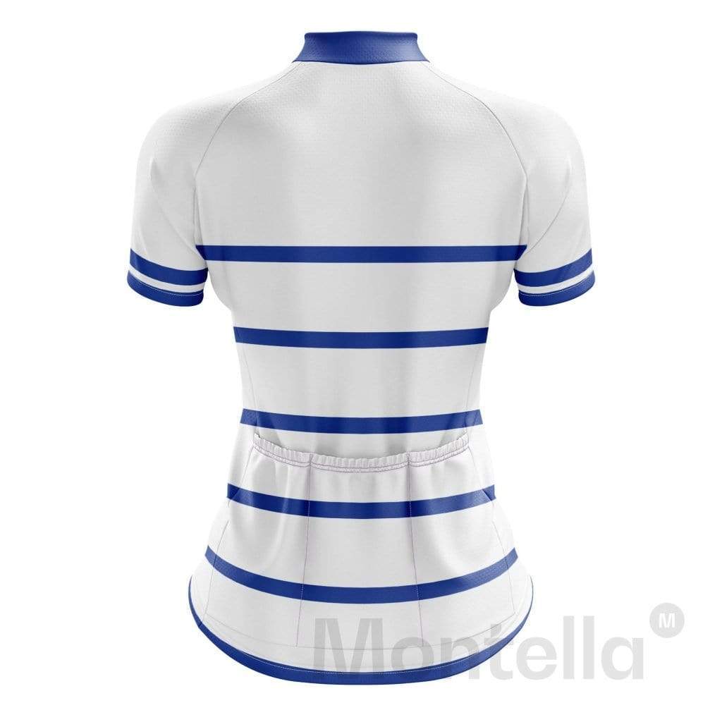 Women's White Striped Cycling Jersey