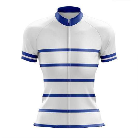 Women's White Striped Cycling Jersey