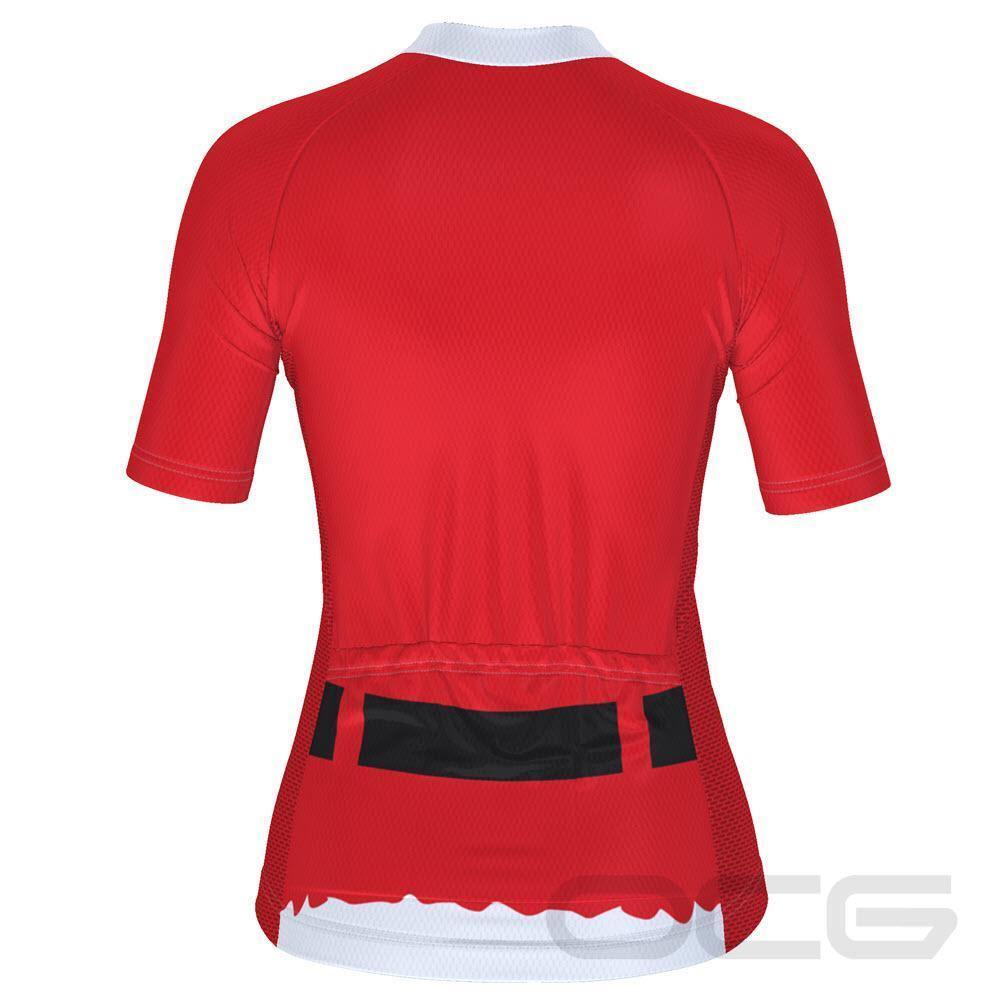 Women's Bearded Santa Claus Christmas Suit Short Sleeve Cycling Jersey
