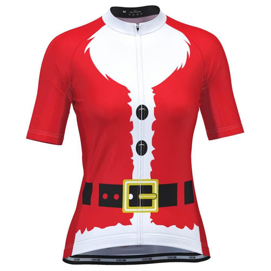 Women's Bearded Santa Claus Christmas Suit Short Sleeve Cycling Jersey