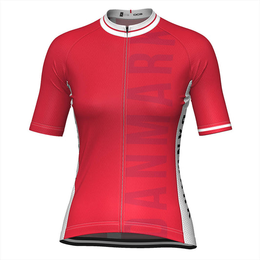Women's Denmark National Flag Short Sleeve Cycling Jersey