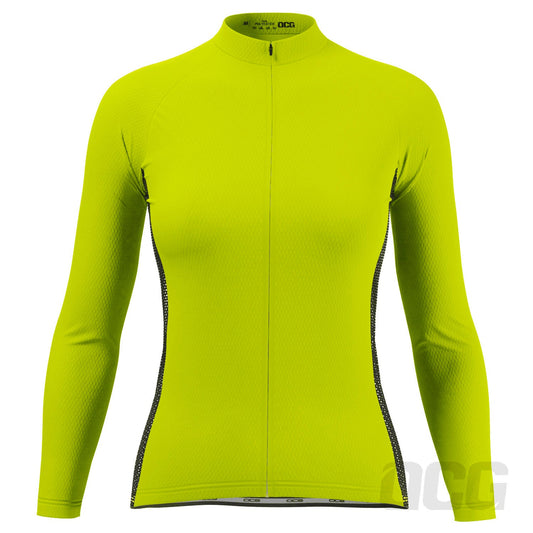 Women's High Viz With Black Accent Long Sleeve Cycling Jersey