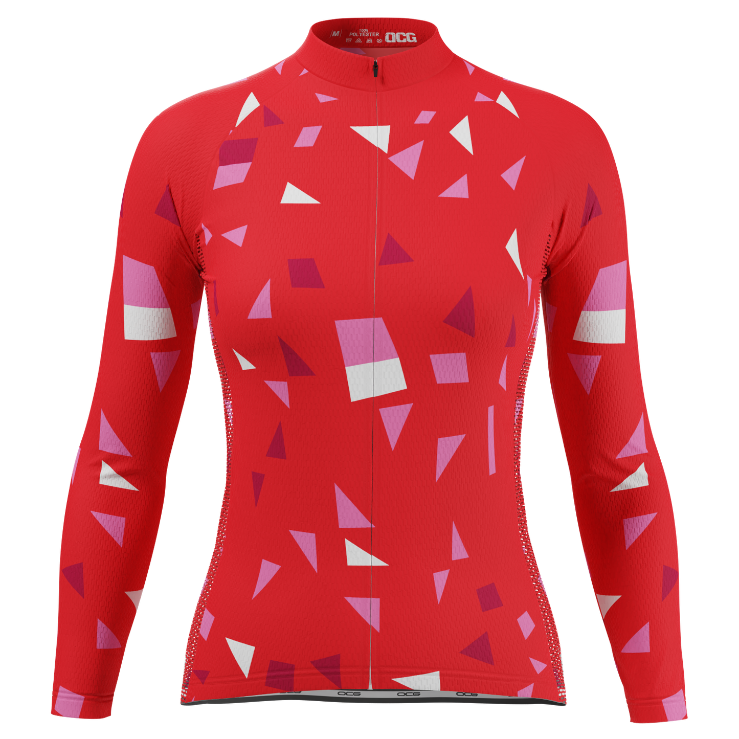 Women's Red Confetti Long Sleeve Cycling Jersey