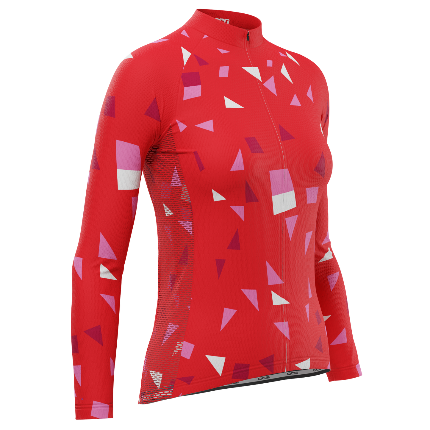 Women's Red Confetti Long Sleeve Cycling Jersey