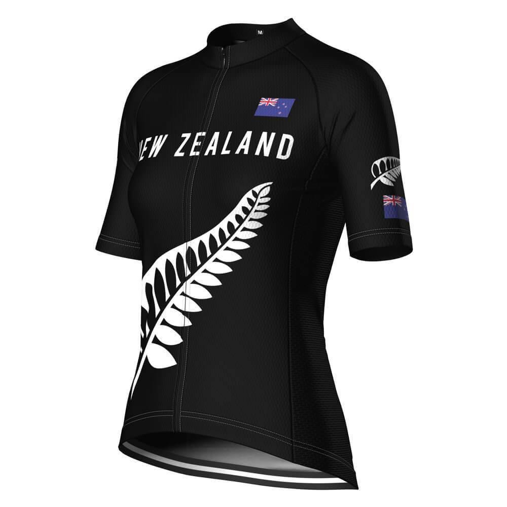 Women's New Zealand Silver Fern National Flag Short Sleeve Cycling Jersey