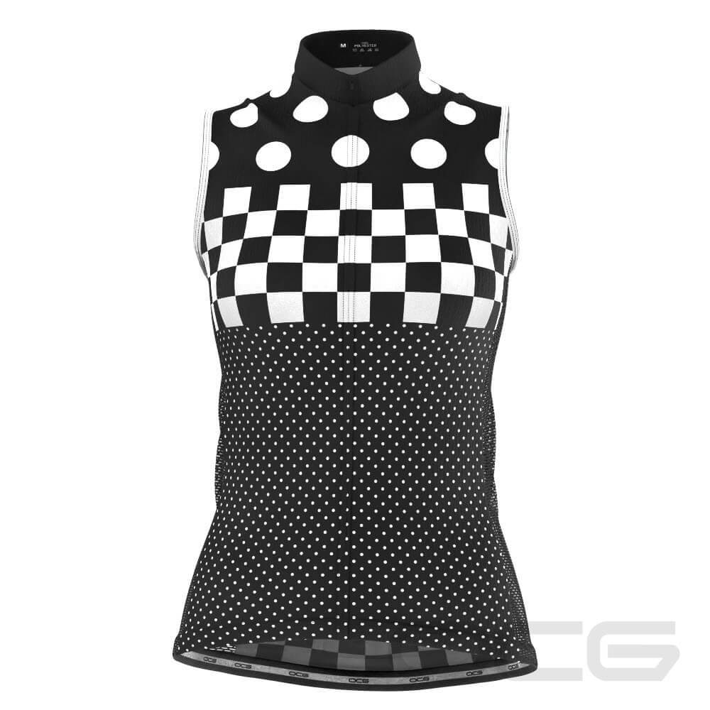 Women's The "Nina" Polka Dot Checkered Sleeveless Tech Cycling Jersey