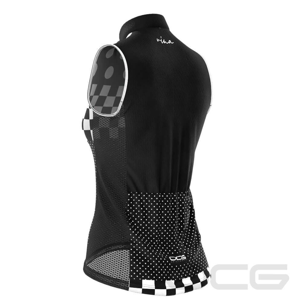 Women's The "Nina" Polka Dot Checkered Sleeveless Tech Cycling Jersey