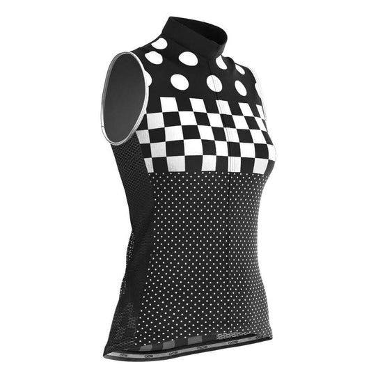 Women's The "Nina" Polka Dot Checkered Sleeveless Tech Cycling Jersey