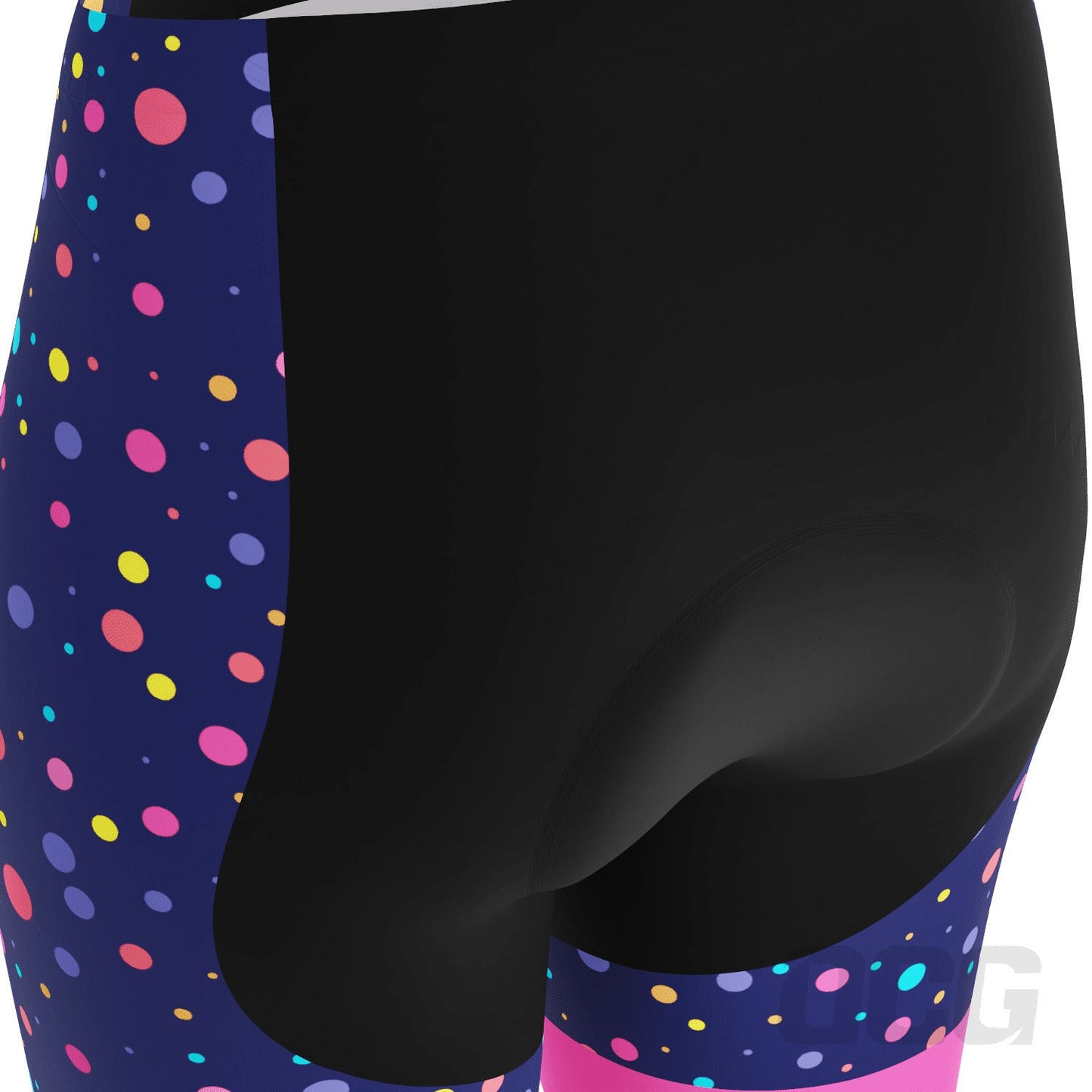Women's Rainbow Polka Dots on Blue Gel Padded Cycling Shorts