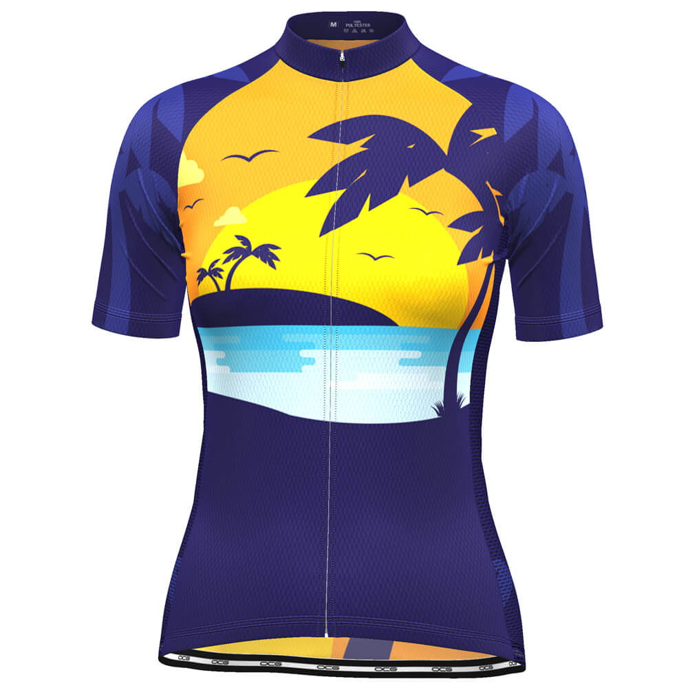 Women's Tropical Paradise Palm Short Sleeve Cycling Jersey