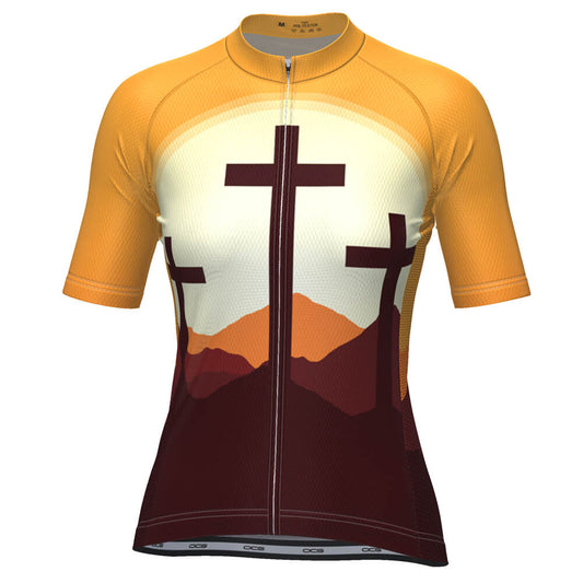 Women's Three Cross Christian Faith Short Sleeve Cycling Jersey