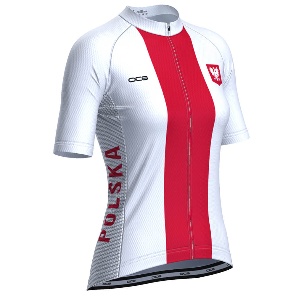 Women's Poland Polska National Flag Short Sleeve Cycling Jersey