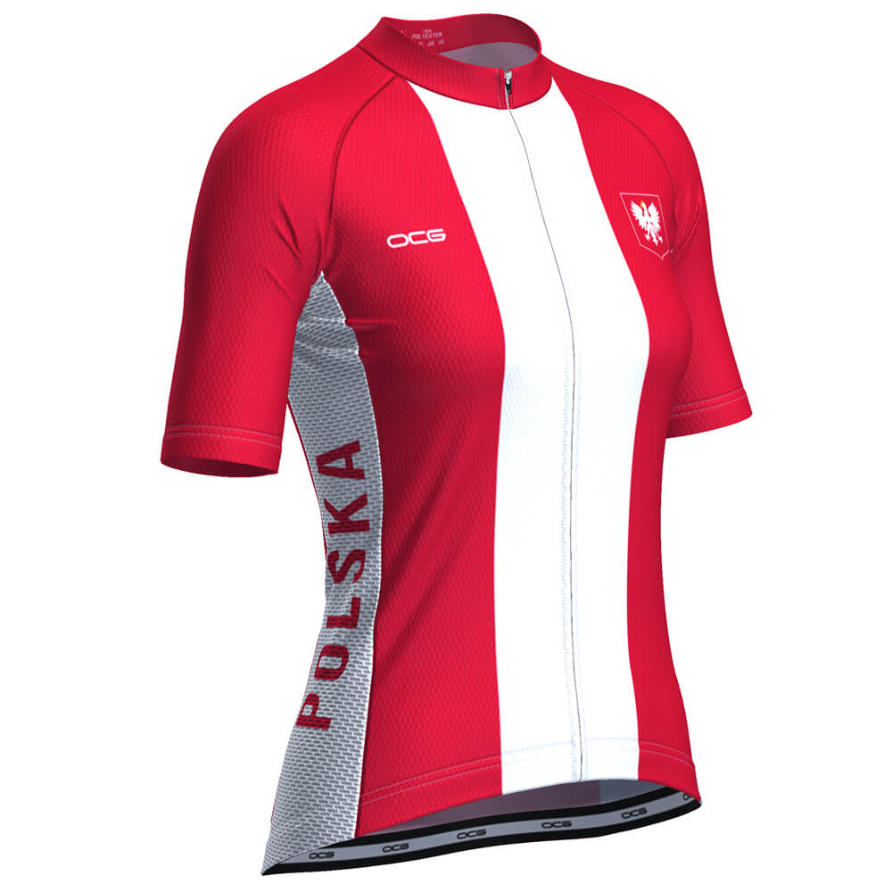 Women's Poland Polska National Flag Short Sleeve Cycling Jersey