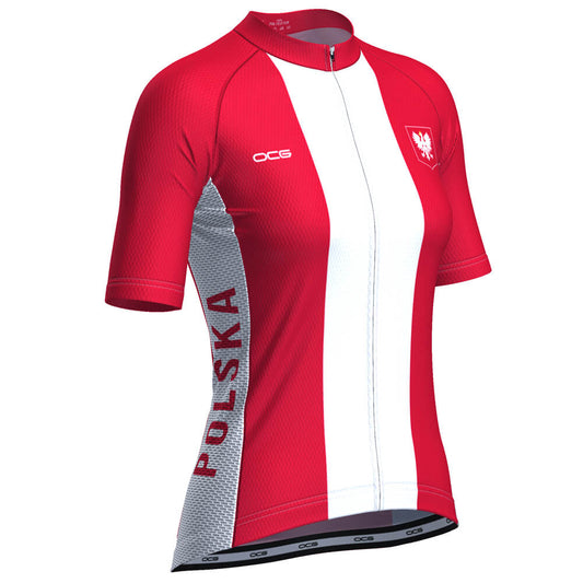 Women's Poland Polska National Flag Short Sleeve Cycling Jersey